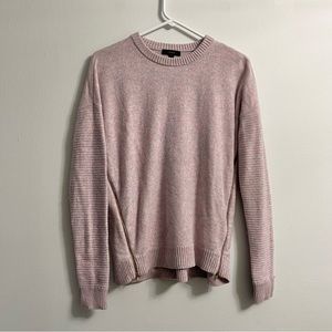J. Crew 100% Wool Pink Lilac Sweater w Zipper Front Details Speckled Small
